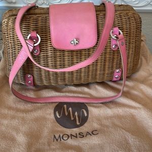 Vintage Monsac wicker purse with dust bag